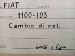 Cartella Documenti Fiat 1100 103 Cambio Di Velocità Disegni Tecnici In Schizzi Originali E Copie Conformi D'epoca - Macchine