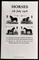 (A) SCARCE BLACK PRINT FOR THE 5th JULY 1978 HORSES ISSUE #03025 - Essays, Proofs & Reprints