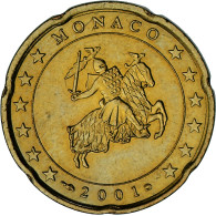 Monaco, Rainier III, 20 Euro Cent, 2001, Paris, SUP, Laiton, Gadoury:MC176 - Monaco