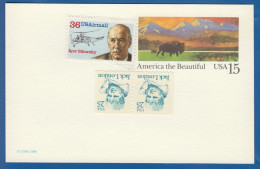 USA; Postkarte; 15c Mit Jack London Und Igor Sikorsky; Bild2 - Other & Unclassified