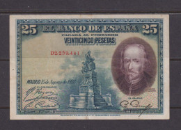 SPAIN  -  1928  25 Pesetas Circulated Banknote As Scans - 25 Pesetas