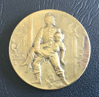 Medaille Dit « de Table » - Sapeur Pompier XIXe - Bronze - Feuerwehr