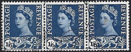 GREAT BRITAIN Wales 1967 QEII 1/6 X 3 Horizontal Strip Grey-Blue SGW6 FU - Pays De Galles