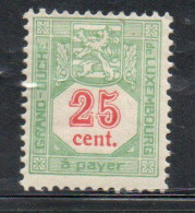LUXEMBOURG LUSSEMBURGO 1921 1935 POSTAGE DUE STAMPS TAXE ARMOIRIES COAT OF ARMS 25c MH - Dienst