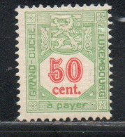 LUXEMBOURG LUSSEMBURGO 1921 1935 POSTAGE DUE STAMPS TAXE ARMOIRIES COAT OF ARMS 50c MH - Dienst