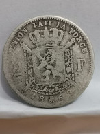 2 FRANCS ARGENT 1868 LEOPOLD II TYPE WIENER BELGIQUE / BELGIUM SILVER - 2 Frank