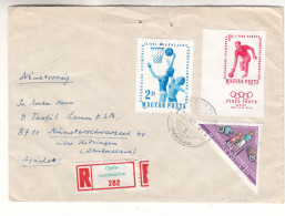 Hongrie - Lettre Recom De 1964 - Avec Timbre NON Dentelé Coin De Feuille Jeux Olypiques 64 - Très Très Rare Sur Lettre - - Briefe U. Dokumente