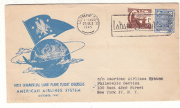 Irlande - Lettre De 1945 - Oblit Luimneach - Exp Vers New York - 1 Er Vol American Airlines - - Cartas & Documentos