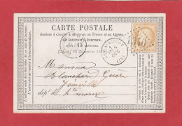 Carte Postale -Type Cérès 15C - Haute Marne - Doulaincourt GC 1340 Vers Joinville 1874 - Cartes Précurseurs