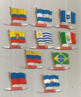 Plaque En Tole, Américorama, Drapeaux Des Amériques, L'Alsacienne Biscuits, Ce Drapeau Tient Debout, LOT 10 DRAPEAUX - Targhe In Lamiera (a Partire Dal 1961)