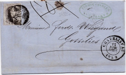 34222# BELGIQUE LEOPOLD MEDAILLON ARRONDI N° 10A LETTRE Obl P 26 CHATELINEAU 1859 Pour GOSSELIES - 1849-1865 Medaglioni (Varie)