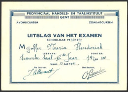 Uitslag Examen 1941 - Diplômes & Bulletins Scolaires