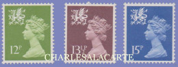 GREAT BRITAIN 1980 WALES  SG W 32-34  FIRST DECIMALS PHOSPHOR PAPER VALUES  U.M. - Pays De Galles