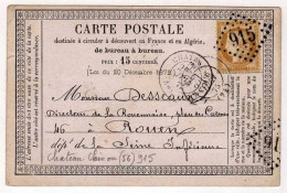 !!! CARTE PRECURSEUR CERES CACHET DE CHATEAU CHINON (NIEVRE) 1875 - Cartes Précurseurs