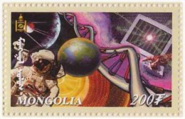 Astronaut, Earth Computer, Compact Disc / CD, Binary Code Communication, Telecom, DNA Molecule, Science, MNH Mongolia - Computers