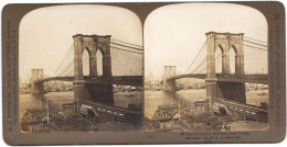 LATE 1800 PHOTO STEREOSCOPIQUE * BROOKLYN BRIDGE - PHOTO H.C WHITE CHICAGO - Stereoscopic