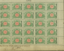 Belgique 1902 -Timbres Neufs Sans Gomme. COB Nr.: TR31. Bloc De 25 Avec Surcharge"Specimen".......(EB) AR-01001 - Stamps