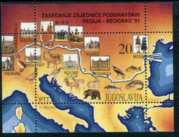 YUGOSLAVIA 1991 Danube Conference Block MNH / **.  Michel Block 40 - Blokken & Velletjes