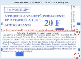 FRANCE - Carnet Mixte Conf. 9, Texte Lég. Décalé Au Verso - 0f70 Et TVP Briat - YT 1507 / Maury 511 - Modern : 1959-…