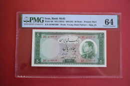 Banknotes Iran 50 Rials 1954 Pick #66 S/N  59/807606 PMG 64 - Iran