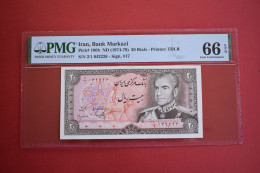 Banknotes Iran 20 Rials 1974-1979 Pick #100b S/N  2/1 042226 PMG 66 Signature 17 - Iran