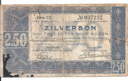 PAYS-BAS 2.50 GULDEN 1938 VG+ P 62 - 2 1/2 Gulden