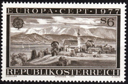 AUSTRIA 1977 EUROPA: Landscapes. Single. Lake Church, MNH - 1977