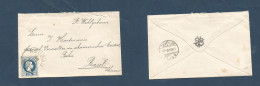AUSTRIA. 1876 (29 Dec) Neubau - Switzerland, Basel (31 Dec) Fkd Env 10 Kr Dark Blue, Cds. - Sonstige & Ohne Zuordnung