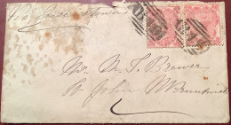 ALMWCH 1863 (Wales, Isle Of Anglesey) RARE B49 Numeral Transatlantic Mail Cover>St John New Brunswick Canada (GB QV 3d - Storia Postale