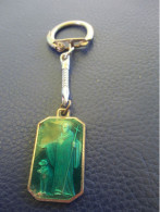 Porte-Clé  Ancien/ Protection   /" SAINT Avec Chien "/ Médaille Pendante/ Avec Chaîne Serpent/Vers 1960-1980     POC644 - Key-rings