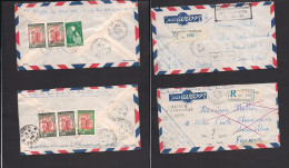 INDOCHINA. 1956. Vietnam. Saignon - France. 2 Airmails Reverse Multifkd Envelope. Fine Pair. - Asia (Other)