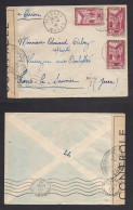 MARRUECOS - French. 1942 (7 April) Tedders - Jura, France. WWII Air Multifkd Env + Censored. Via Marseille (11 April) Fi - Morocco (1956-...)