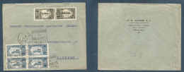MARRUECOS - French. 1931 (3 Jan) Kenitra - Germany, Hamburg. Multifkd Env Incl 25c Block Of Four At 2 Fr Rate Tied Sloga - Morocco (1956-...)
