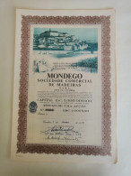 Portugal Titre 1 Action Mondego Commerce De Bois Vue De Coimbra Timbre Fiscal 1966 Stock Certificate 1 Share Wood Sales - Cartas & Documentos