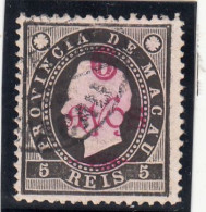 Macau, Macao, D. Luis I Com Sobretaxa, 6 A. S/ 5 R. Preto, 1902, Mundifil Nº 102 Used - Used Stamps
