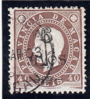 Macau, Macao, D. Luis I Com Sobretaxa, 6 A. S/ 40 R. Castanho, 1902, Mundifil Nº 104 Used - Usados