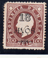 Macau, Macao, D. Luis I Com Sobretaxa, 18 A. S/ 100 R. Castanho, 1902, Mundifil Nº 108 MNGAI - Gebruikt