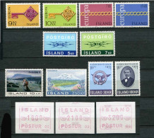 Iceland 1968-72.  - 10 Stamps + 3 Postage Labels All UNUSED / MINT - Collections, Lots & Séries