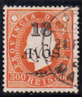 Macau, Macao, D. Luis I Com Sobretaxa, 18 A. S/ 300 R. Laranja, 1902, Mundifil Nº 110 Used - Gebruikt