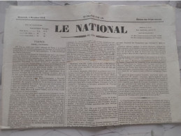JOURNAL  LE NATIONAL 4 Octobre 1843 ACADEMIE DES SCIENCES (communiqué D'ARAGO Sur L'observation De JUPITER Et SATURNE ) - Zeitungen - Vor 1800