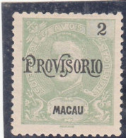 Macau, Macao, D. Carlos I Com Sob. Provisório, 2 A. Verde, 1902, Mundifil Nº 122 MNG - Usati