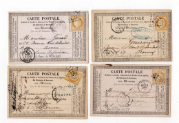 !!! LOT DE 4 CARTES PRECURSEUR CERES CACHETS DE LE HAVRE PORT, LUNERAY ET YVETOT (SEINE INF) - Cartes Précurseurs