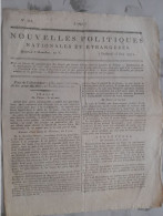 Journal NOUVELLES POLITIQUES 5 Messidor An V ( 23 Juin 1801 ) ITALIE ANGLETERRE BELGIQUE - Kranten Voor 1800