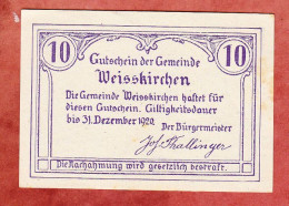 Notgeld, Gemeinde Weisskirchen, 10 Heller, 1920 (22951) - Austria