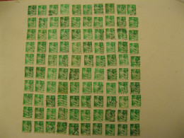 LOT DE 100 TIMBRES OBLITERES MOISSONNEUSE VERTS A 10 F   N° 1115 A - 1957-1959 Mäherin