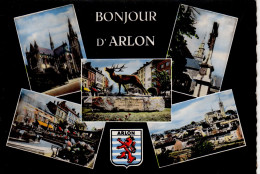 Arlon 5 Vues Et Blason ( église , Cerf , Calvaire ... - Aarlen