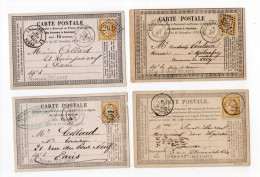 !!! LOT DE 4 CARTES PRECURSEUR CERES CACHETS DE NEMOURS, JOUY LE CHATEL,  DAMMARTIN, MONTEREAU (SEINE ET MARNE) - Cartes Précurseurs