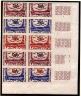 FRANCE - N°1244 - Etats Généraux Des Communes D'Europe - CANNES - Essais En Bloc De 10 Dont 2 Multicolores. LUXE - Pruebas De Colores 1945-…