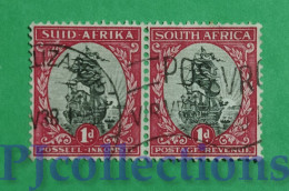 S398- SUD AFRICA - SOUTH AFRICA 1926 JAN VAN RIEBEEK'S SHIP 1d COPPIA - COUPLE USATO - USED - Used Stamps