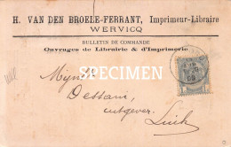 H. Van Den Broele-Ferrant - Imprimeur Libraire - Wervicq - Wervik - Wervik